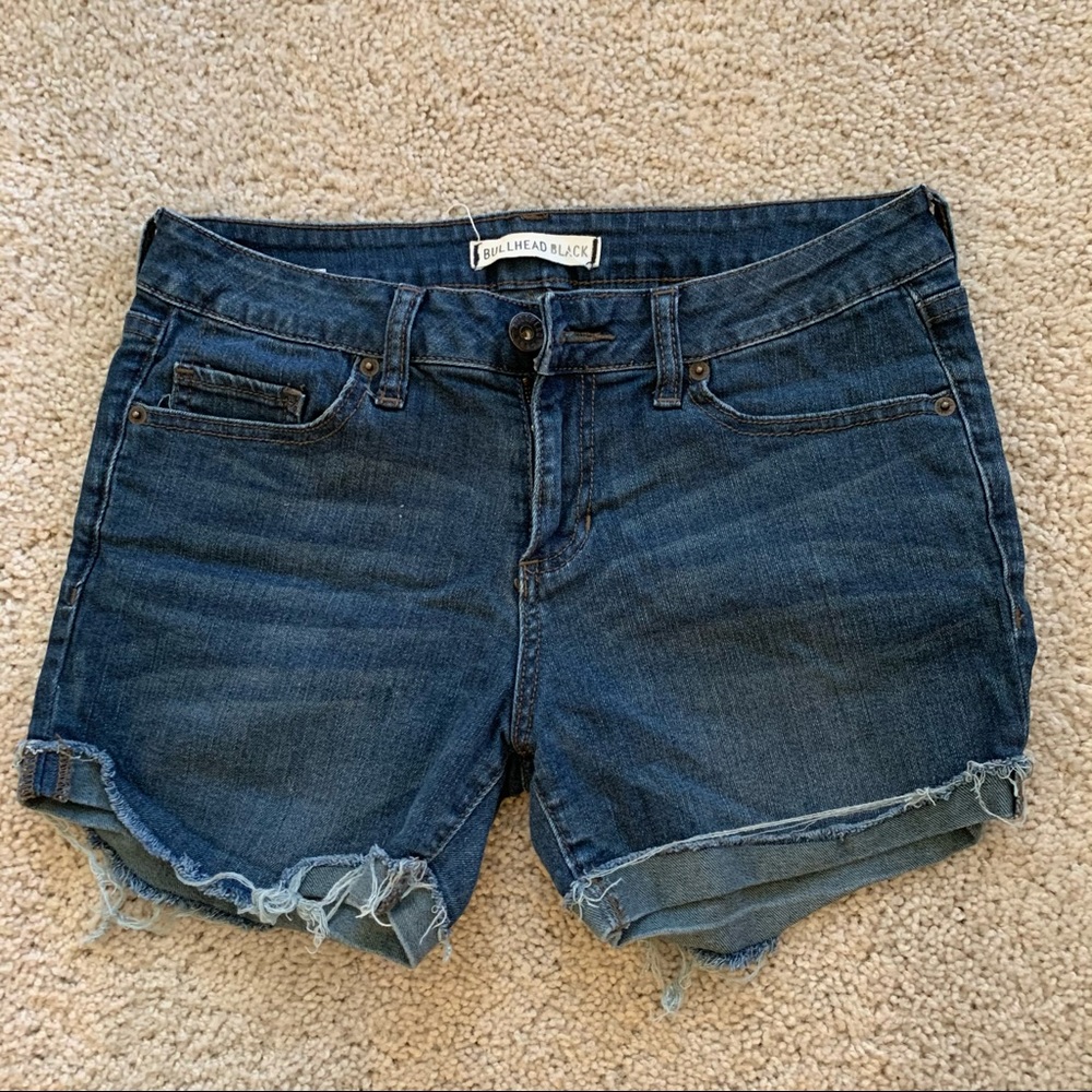 Bullhead Black Denim Jean Short Raw Hem 27